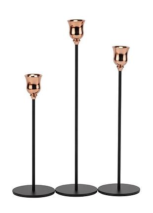 Набор из 3 подсвечников "шик медного акцента", медно-черный, 32*27*22 см elisey