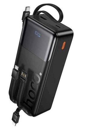 Power bank 30000mah j156b 3a/1usb/22.5w/pd20w/led дисплей/кабель 4в1 (input type-c) черный тм hoco
