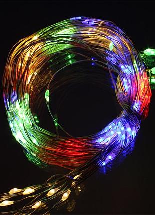 Гирлянда "роса" 100 led, разноцветная, 10 м, от usb elisey