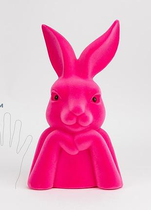 Фигурка флоковая "пасхальный зайчик", розовая, 40 см elisey