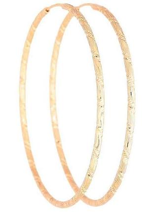 Сережки позолота 18k кільця конго «декоративний візерунок» ø 6.3см 270629 тм xuping