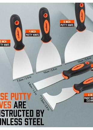 Шпатель или скребок для дома 5 pcs putty knife set drywall knife painter stainless steel 1.5" 3" 4" 6" 6 in 1