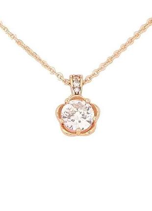 Кулон на цепочное позолота 18k «цветок с кристаллами» 48,53см*1,5мм 295019 тм xuping