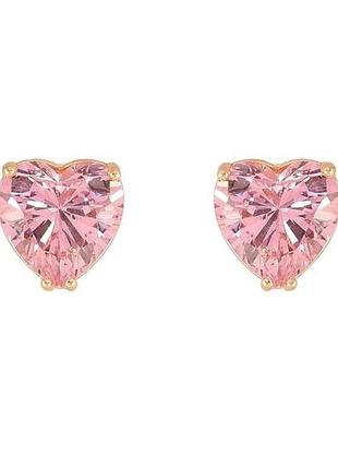 Серьги пусеты ml 18k розовые кристалльные сердца 10х10мм 303601 тм xuping