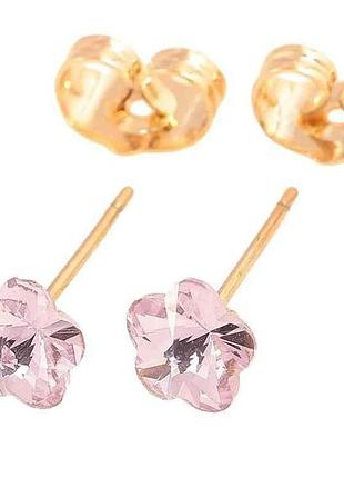 Серьги пусеты позолота 18k «сиреневые хрустальные цветочки» 281857 тм xuping