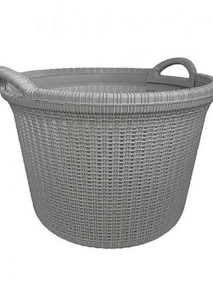 Кошик для білизни 32л 47x34,5см сірий без кришки, з ручками, кругла, вязка la-535с тм irak plastik