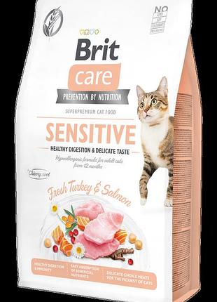 Brit care cat sensitive healthy digestion delicate taste корм для вибагливих кішок 400 г