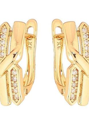 Серьги английская застежка позолота 18k узор с кристаллами арт.307207 тм xuping