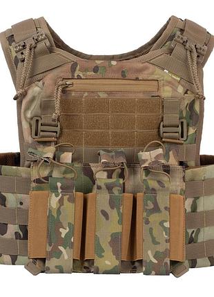Плитоноска тактическая vik-tailor с подсумками molle, multicam