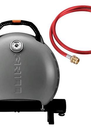 Комплект портативний переносний газовий гриль o-grill 600t, срібло + шланг в подарунок! код: 011681