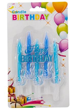 Набор свечей для торта "happy birthday", синие, 10,5 см. yoo-hoo!