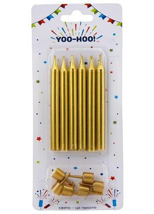 Набор свечей для торта "ю-ху!", золотые, 8,5 см yoo-hoo!