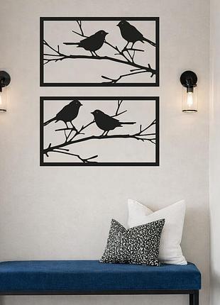 Металеве модульне панно «birds», диптих