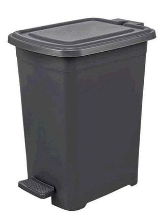 Мусорник 8л антрацит slim прямоугольный с педалью тм elif plastik
