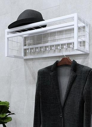 Металлическая вешалка "loft" с крючками и декоративной стальной сеткой, белая