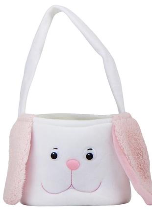 Плюшевая корзинка "кролик", розовая, 30 см elisey