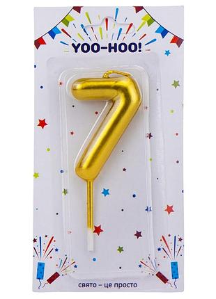 Свічка для торта "7", золота, 10 см yoo-hoo!