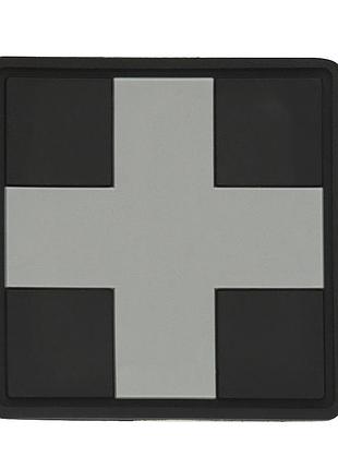 Нашивка medic cross square pvc black/grey