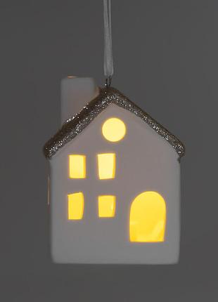 Светодиодный домик (led) с подвеской, белый, 7,5 см elisey