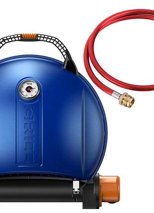 Комплект портативний переносний газовий гриль o-grill 900, синій + шланг в подарунок! код: 011683