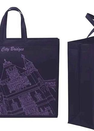 Еко сумка бокс з друком city bridge із замком 500х420х150мм 500мм тм ecobag