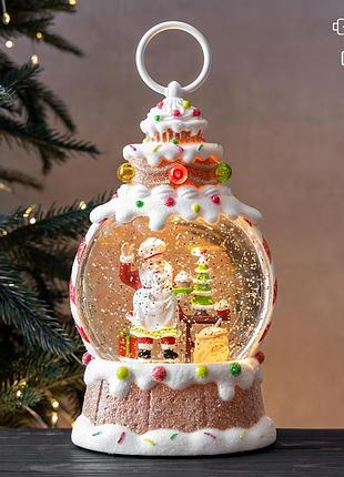 Новогодний фонарь с подсветкой и музыкой "сладкое рождество с сантой", 26 см elisey