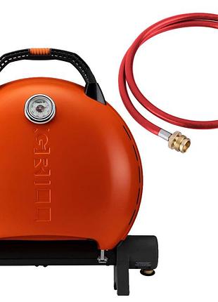 Комплект портативний переносний газовий гриль o-grill 600t, помаранчевий + шланг в подарунок! код: 011680