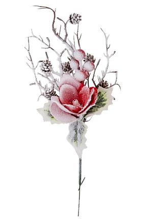 Декоративная ветка "снежный сад", красная, 33 см elisey
