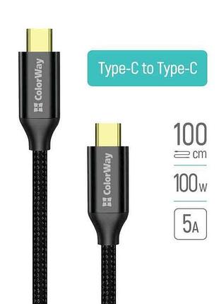 Кабель type-c - type-c usb3.2 (20gbps 4k pd100w) gen2 5а 1м чорний тм сolorway