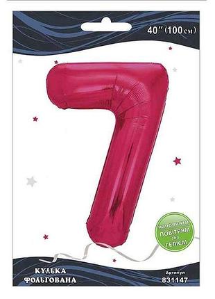 Шарик фольгированная цифра 40 (100 см) 7 фуксия тм pelican