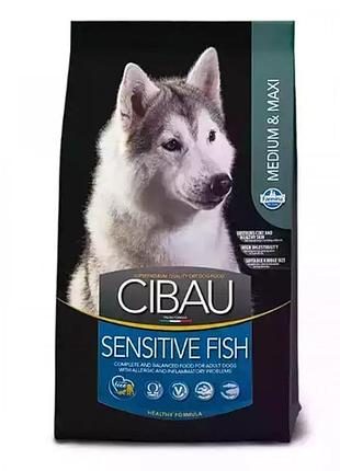 Сухий feed корм farmina cibau sensitive adult medium maxi для собак середніх та великих порід з чутливим травленням, з рибою, 2,5