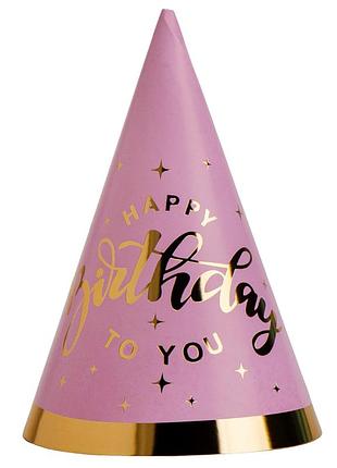 Набор колпаков "happy birthday to you", 6 шт, розовый, 20 см yoo-hoo!