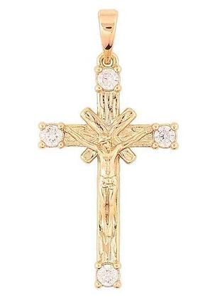 Кулон позолота 18k крест с распылением и кристаллами для цепочки 271508 тм xuping