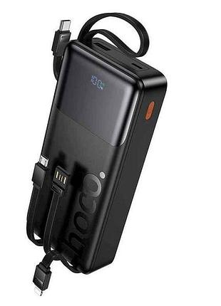 Power bank 20000mah j156a 3a/1usb/22.5w/pd20w/led дисплей/кабель 4в1 (input type-c) черный тм hoco