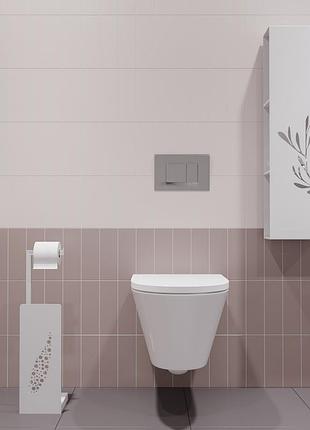 Набор для ванной комнаты «plant»: полка этажерка + держатель для туалетной бумаги белый