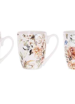 Чашка 425мл порцелянова floral, 3 дизайни тм bonadi