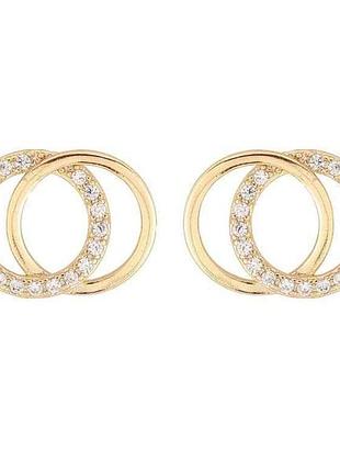 Сережки пусети позолота 14k колечка з кристалами (311599) тм xuping