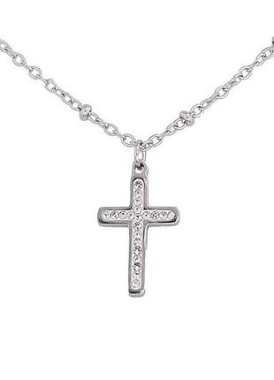 Пiдвiска на ланцюжку родій хрест з кристалами 45-50см*1,5-2мм 301712 тм xuping