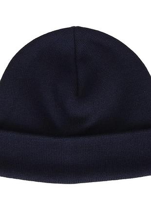 Шапка вязаная на флисе с отворотом, navy blue, vik-tailor