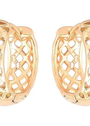 Сережки позолота 18k колечка «різьблений візерунок» 284198 тм xuping