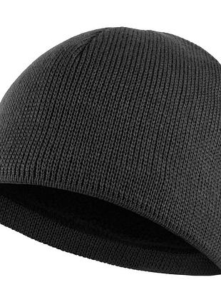 Шапка в'язана без закота на флісі, black, vik-tailor