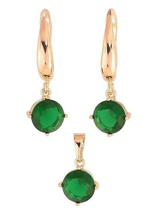 Серьги ml 18k кулон зеленые кристаллы ø 8мм 303443 тм xuping