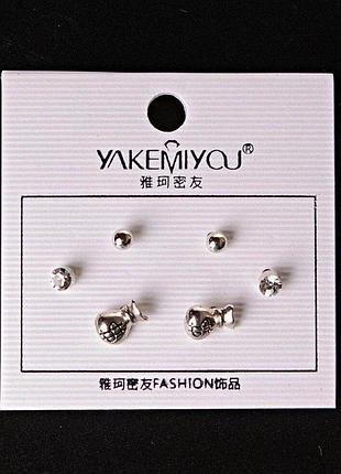 [ 5 мм ] серьги денежные мешки шарики страза silver [ 5 мм ] серьги денежные мешки шарики страза