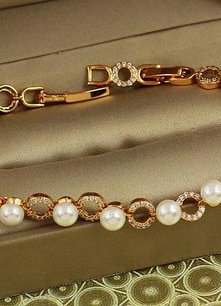 Браслет xuping jewelry чистота с жемчугом 20 см 6 мм золотистый love-shopping