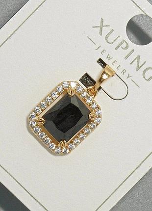 Кулон xuping с черным кристаллом и белыми стразами d-13х15мм+ - l-23мм+- позолота 18к