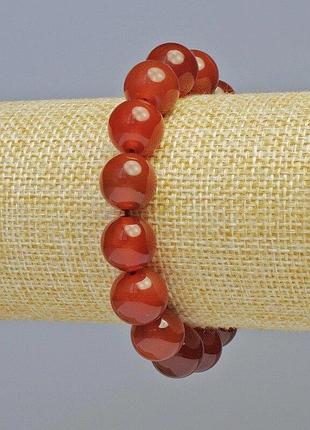 Браслет сердолик натуральный камень гладкий шарик d-12мм+- (стрейч) l-18см+-