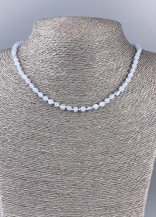 Намисто агат (блакитний халцедон) гранований кубик d-4х4мм+- l-51см+-