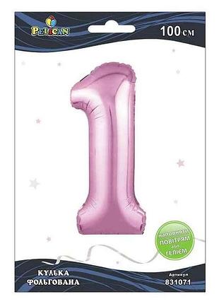 Цифра фольгована 1 рожевa 100см 831071 тм pelican