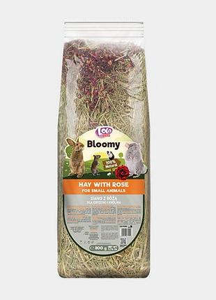 Сено lolopets bloomy с лепестками роз для грызунов 800 г