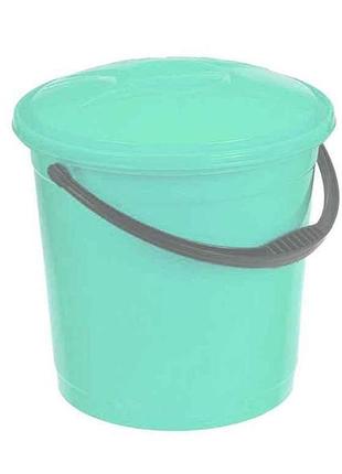 Відро пл. харчове 12л з кришкою мята тм r-plastic